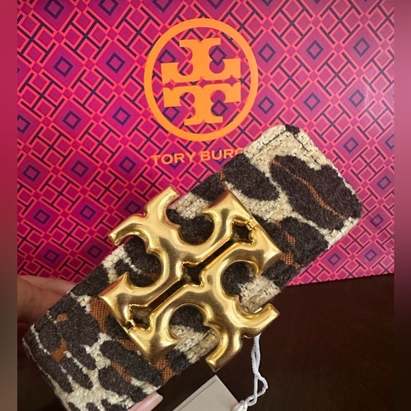 New Tory Burch 1.5” ELEANOR LEOPARD BELT - Picture 1 of 8